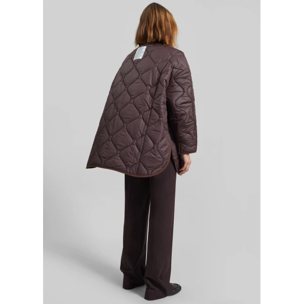 The Frankie Shop Teddy Quilted Jacket – Brown, view 7
