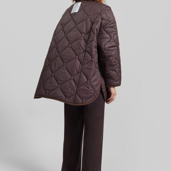 The Frankie Shop Teddy Quilted Jacket - Brown - Oversized Minimalist Jackets in Brown - Shop at Coveti