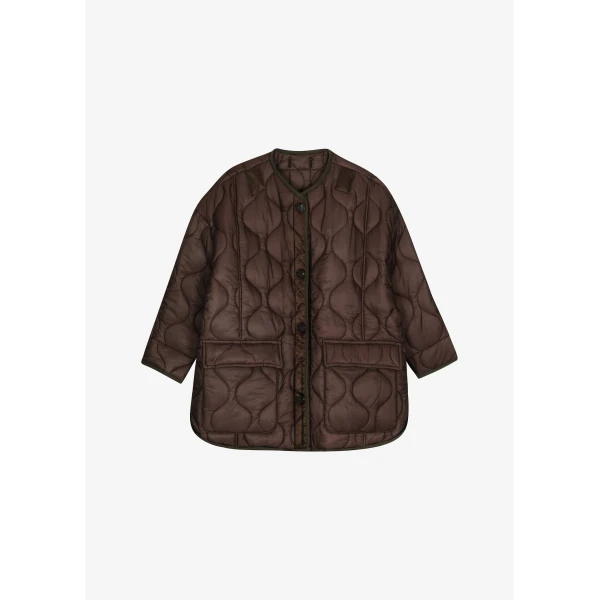 The Frankie Shop Teddy Quilted Jacket – Brown, view 8