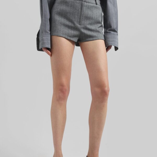 The Frankie Shop Tenby Striped Hot Pants - Grey Melange - Oversized Minimalist Pants in Grey - Shop at Coveti