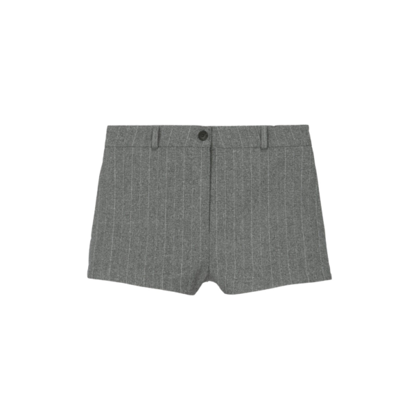 The Frankie Shop Tenby Striped Hot Pants - Grey Melange - Oversized Minimalist Pants in Grey - Shop at Coveti