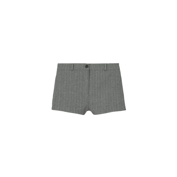 The Frankie Shop Tenby Striped Hot Pants - Grey Melange - Oversized Minimalist Pants in Grey - Shop at Coveti