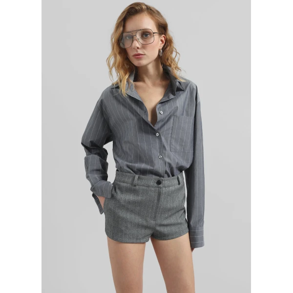 The Frankie Shop Tenby Striped Hot Pants – Grey Melange, view 4