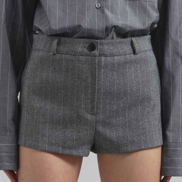 The Frankie Shop Tenby Striped Hot Pants - Grey Melange - Oversized Minimalist Pants in Grey - Shop at Coveti