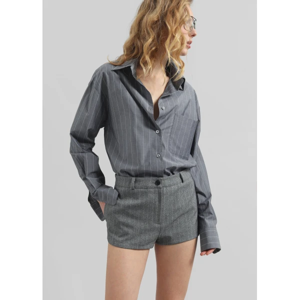 The Frankie Shop Tenby Striped Hot Pants – Grey Melange, view 7