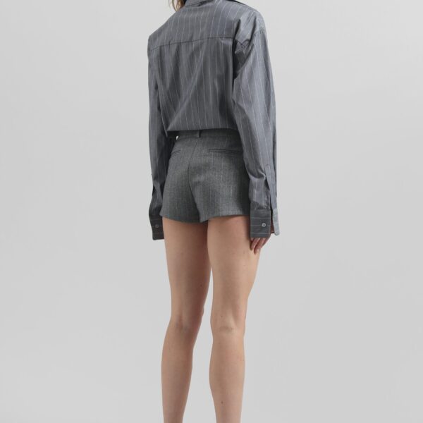 The Frankie Shop Tenby Striped Hot Pants - Grey Melange - Oversized Minimalist Pants in Grey - Shop at Coveti