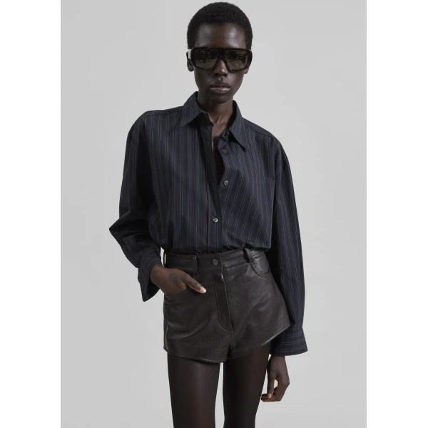 The Frankie Shop Toulon Shirt – Navy/Black Stripe, view 2