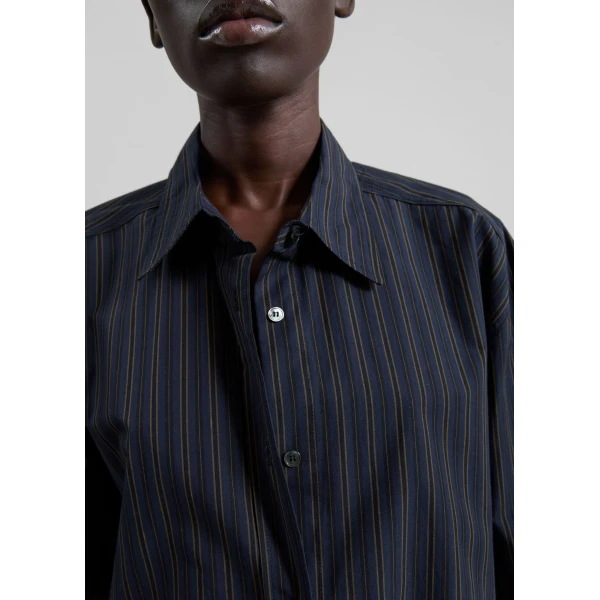 The Frankie Shop Toulon Shirt – Navy/Black Stripe, view 4