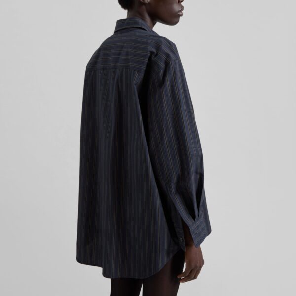 The Frankie Shop Toulon Shirt - Navy/Black Stripe - Oversized Minimalist Tops in Blue - Shop at Coveti