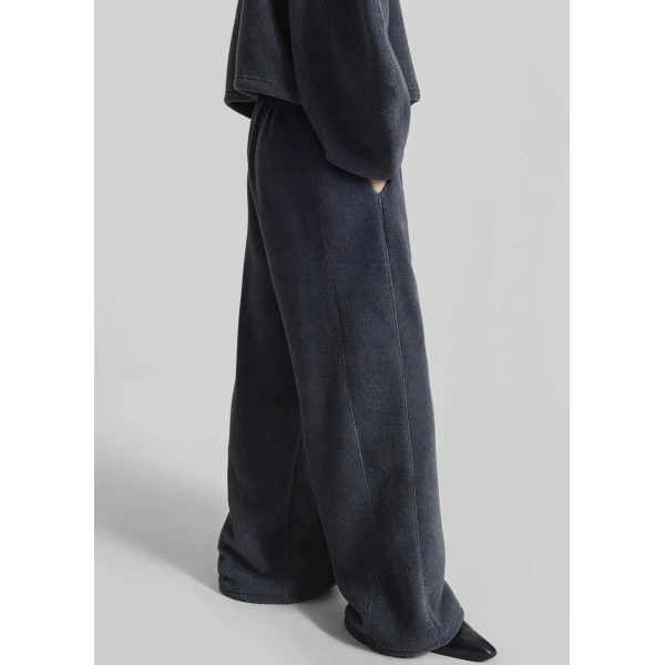 The Frankie Shop Treveray Fleece Sweatpants - Dark Grey - Oversized Minimalist Pants in Grey - Shop at Coveti