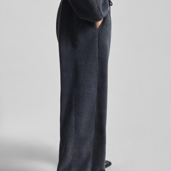 The Frankie Shop Treveray Fleece Sweatpants - Dark Grey - Oversized Minimalist Pants in Grey - Shop at Coveti