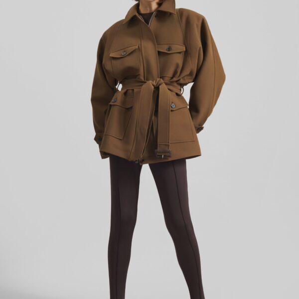 The Frankie Shop Trevose Padded Utility Jacket - Brown - Oversized Minimalist Jackets in Brown - Shop at Coveti