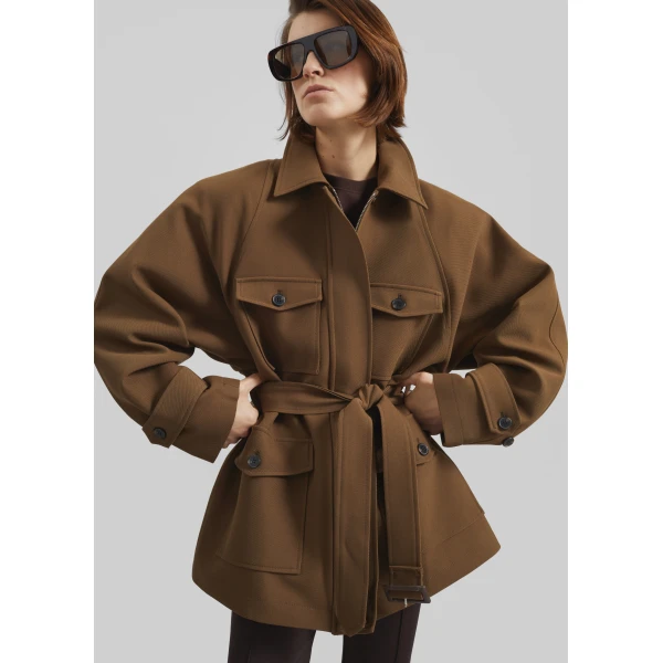 The Frankie Shop Trevose Padded Utility Jacket – Brown, view 3