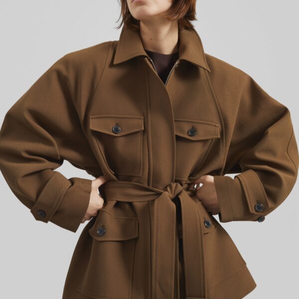 The Frankie Shop Trevose Padded Utility Jacket - Brown - Oversized Minimalist Jackets in Brown - Shop at Coveti