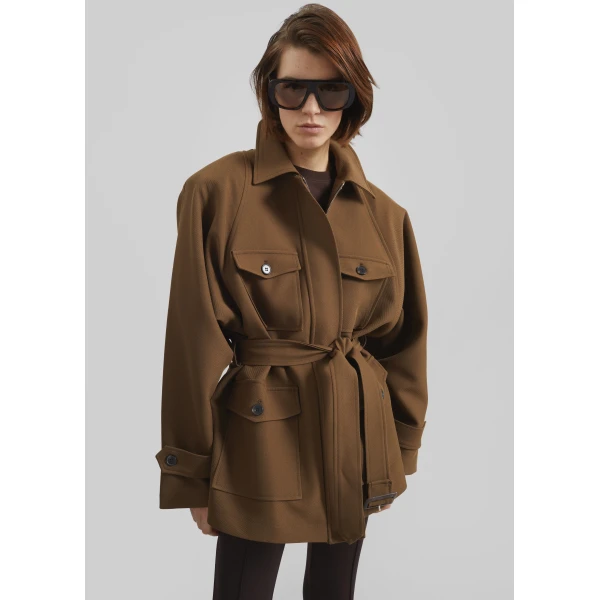 The Frankie Shop Trevose Padded Utility Jacket – Brown, view 4
