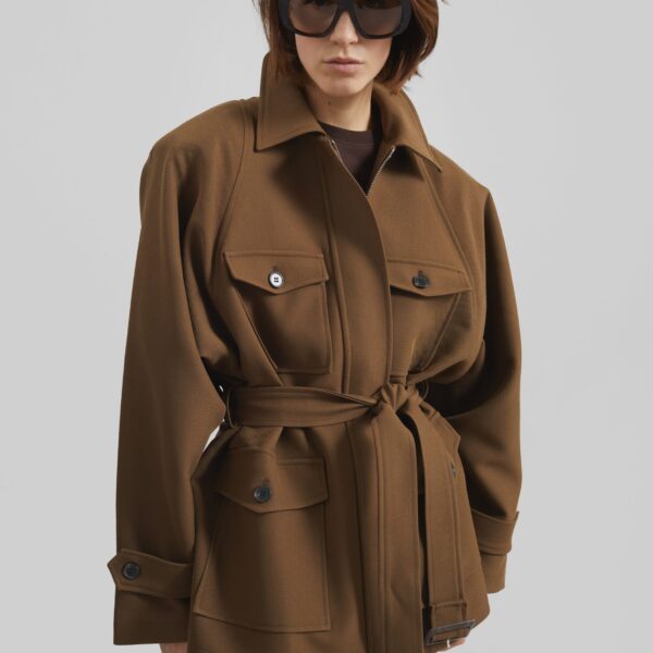 The Frankie Shop Trevose Padded Utility Jacket - Brown - Oversized Minimalist Jackets in Brown - Shop at Coveti