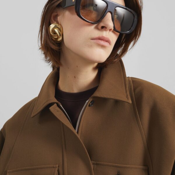 The Frankie Shop Trevose Padded Utility Jacket - Brown - Oversized Minimalist Jackets in Brown - Shop at Coveti