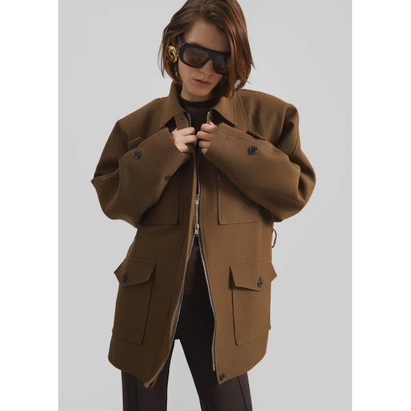 The Frankie Shop Trevose Padded Utility Jacket – Brown, view 6