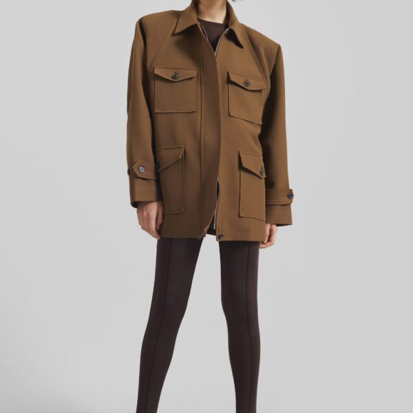 The Frankie Shop Trevose Padded Utility Jacket - Brown - Oversized Minimalist Jackets in Brown - Shop at Coveti