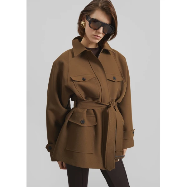 The Frankie Shop Trevose Padded Utility Jacket – Brown, view 8