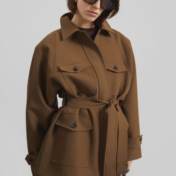 The Frankie Shop Trevose Padded Utility Jacket - Brown - Oversized Minimalist Jackets in Brown - Shop at Coveti