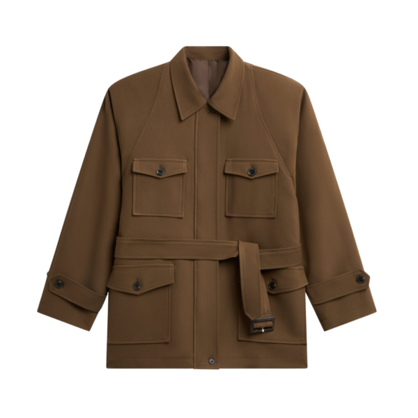 The Frankie Shop Trevose Padded Utility Jacket - Brown - Oversized Minimalist Jackets in Brown - Shop at Coveti