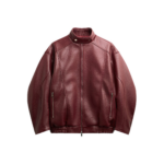 The Frankie Shop Troye Faux Leather Bomber Jacket - Burgundy - Oversized Minimalist Jackets in Red - Shop at Coveti