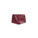 The Frankie Shop Troye Faux Leather Hot Pants - Burgundy - Oversized Minimalist Pants in Red - Shop at Coveti