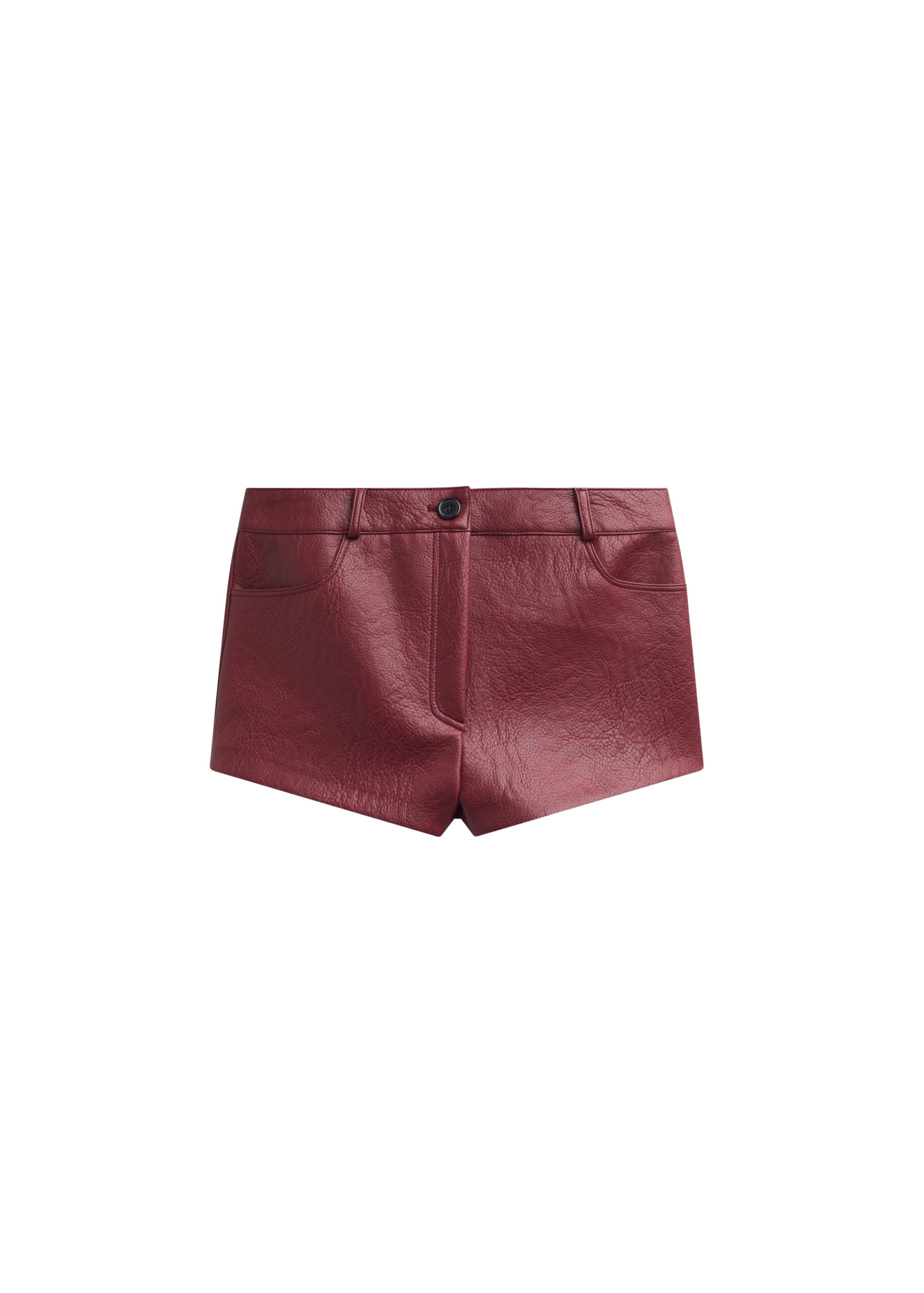 The Frankie Shop Troye Faux Leather Hot Pants – Burgundy