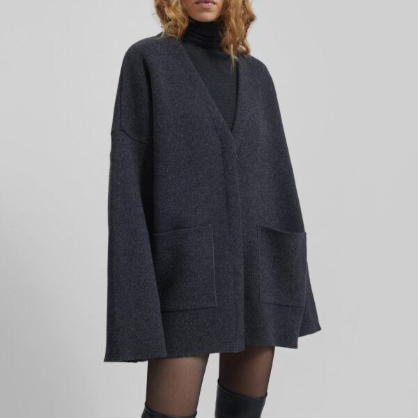 The Frankie Shop Tynset Oversized Cardigan - Charcoal - Oversized Minimalist Knitwear in Blue - Shop at Coveti