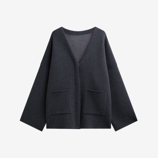The Frankie Shop Tynset Oversized Cardigan - Charcoal - Oversized Minimalist Knitwear in Blue - Shop at Coveti