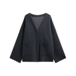The Frankie Shop Tynset Oversized Cardigan - Charcoal - Oversized Minimalist Knitwear in Blue - Shop at Coveti