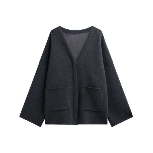The Frankie Shop Tynset Oversized Cardigan - Charcoal - Oversized Minimalist Knitwear in Blue - Shop at Coveti