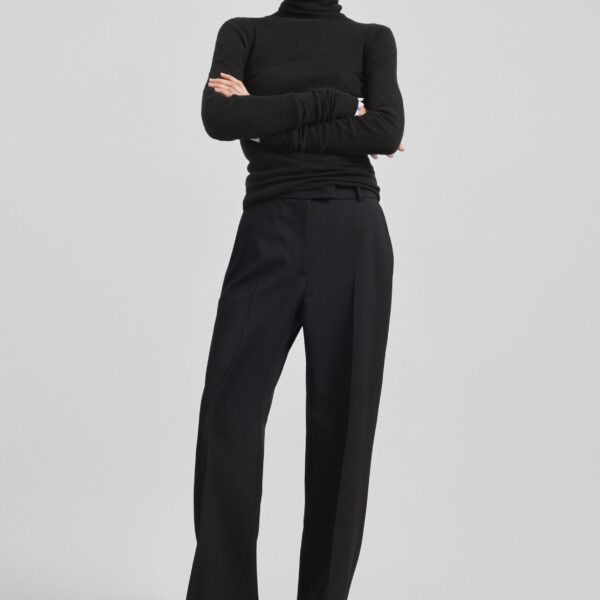 The Frankie Shop Utica Thin Turtleneck Sweater - Black - Oversized Minimalist Knitwear in Black - Shop at Coveti