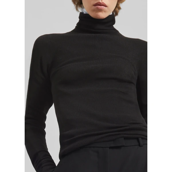 The Frankie Shop Utica Thin Turtleneck Sweater – Black, view 7