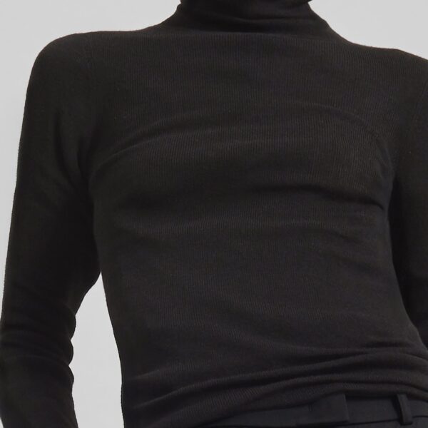 The Frankie Shop Utica Thin Turtleneck Sweater - Black - Oversized Minimalist Knitwear in Black - Shop at Coveti