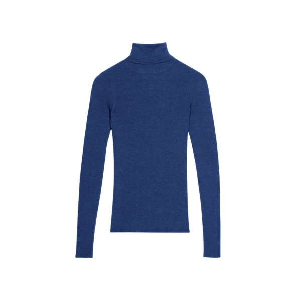 The Frankie Shop Utica Thin Turtleneck Sweater - Blue - Oversized Minimalist Knitwear in Blue - Shop at Coveti