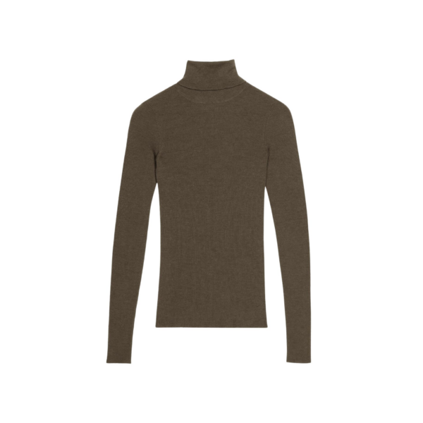 The Frankie Shop Utica Thin Turtleneck Sweater - Olive - Oversized Minimalist Knitwear in Green - Shop at Coveti