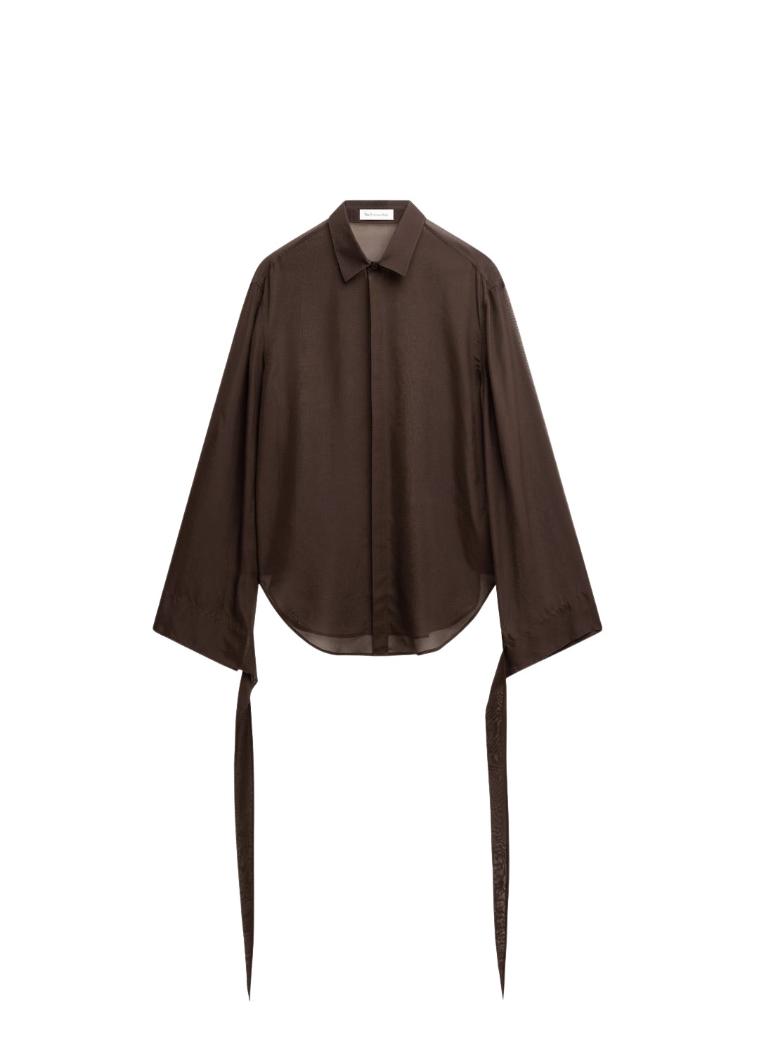 The-Frankie-Shop-Verlin-Sheer-Chiffon-Tie-Cuff-Shirt-Dark-Brown-coveti-1062903_nobg The Frankie Shop Verlin Sheer Chiffon Tie Cuff Shirt - Dark Brown - Oversized Minimalist Tops in Brown - Shop at Coveti