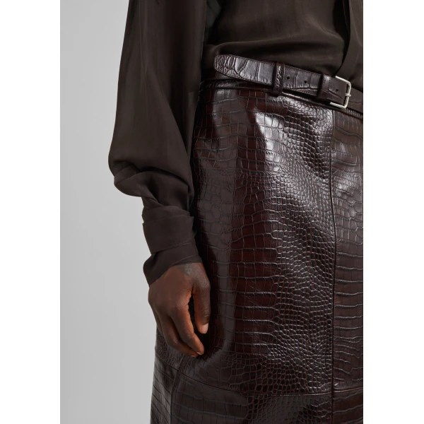 The Frankie Shop Verlin Sheer Chiffon Tie Cuff Shirt – Dark Brown, view 6