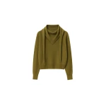 The Frankie Shop Vermont Scarf Sweater - Olive - Oversized Minimalist Knitwear in Green - Shop at Coveti