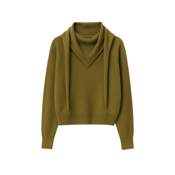 The Frankie Shop Vermont Scarf Sweater - Olive - Oversized Minimalist Knitwear in Green - Shop at Coveti