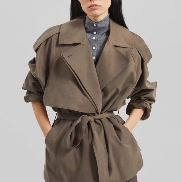 The Frankie Shop Vesoul Short Trench - Brown - Oversized Minimalist Shorts in Brown - Shop at Coveti