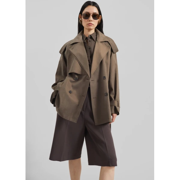 The Frankie Shop Vesoul Short Trench – Brown, view 3