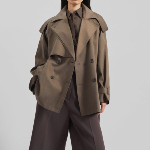 The Frankie Shop Vesoul Short Trench - Brown - Oversized Minimalist Shorts in Brown - Shop at Coveti