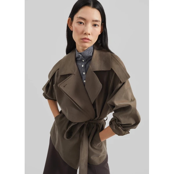 The Frankie Shop Vesoul Short Trench – Brown, view 4