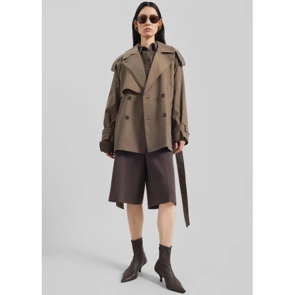 The Frankie Shop Vesoul Short Trench – Brown, view 5