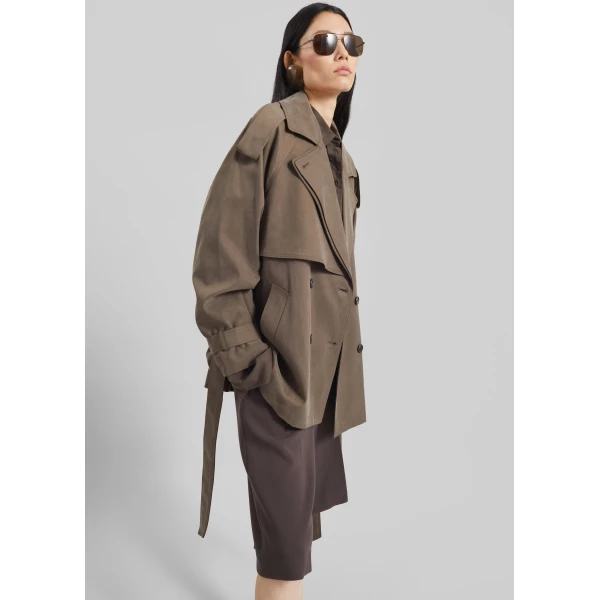 The Frankie Shop Vesoul Short Trench – Brown, view 6