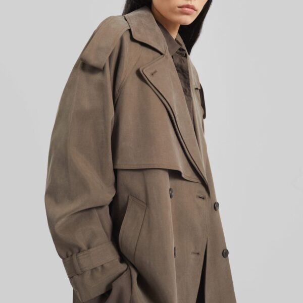 The Frankie Shop Vesoul Short Trench - Brown - Oversized Minimalist Shorts in Brown - Shop at Coveti