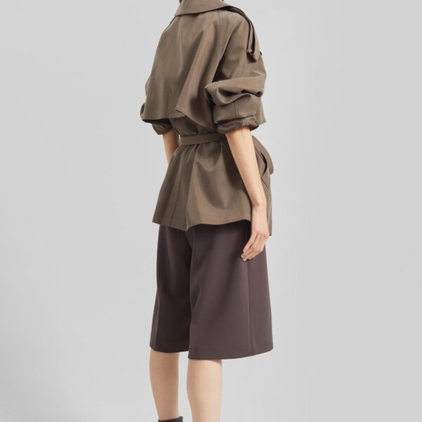 The Frankie Shop Vesoul Short Trench - Brown - Oversized Minimalist Shorts in Brown - Shop at Coveti